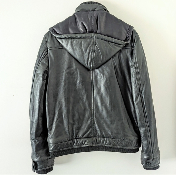 Barnabe Hardy Lamb Skin Green Hooded Bomber Coat Jacket France puffer 50 L - Picture 2 of 16